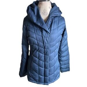Patagonia Downtown Loft Jacket Womens S Blue Hooded Quilted Down Coat